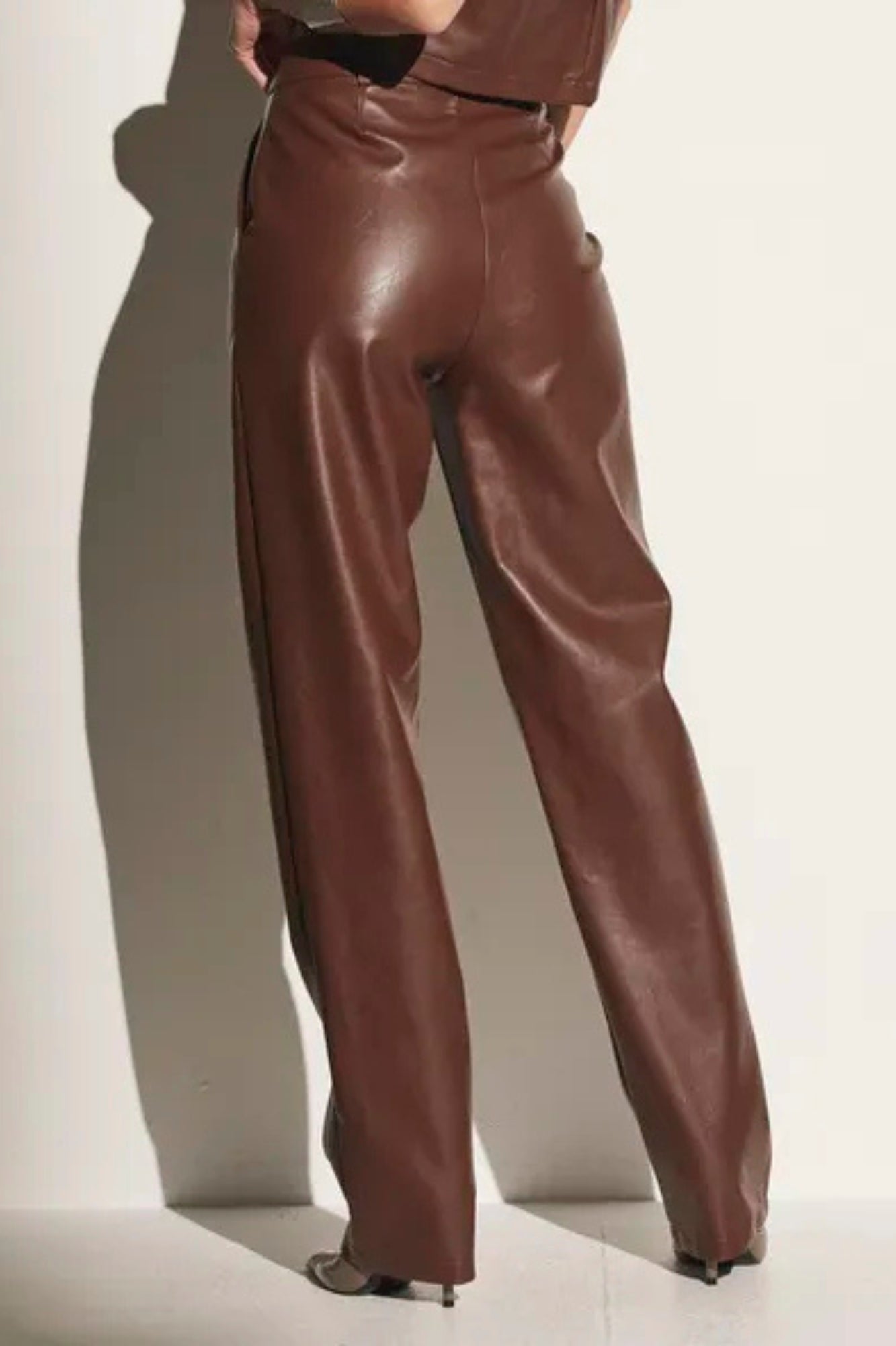 Pantalones de Cuero Cintura Alta