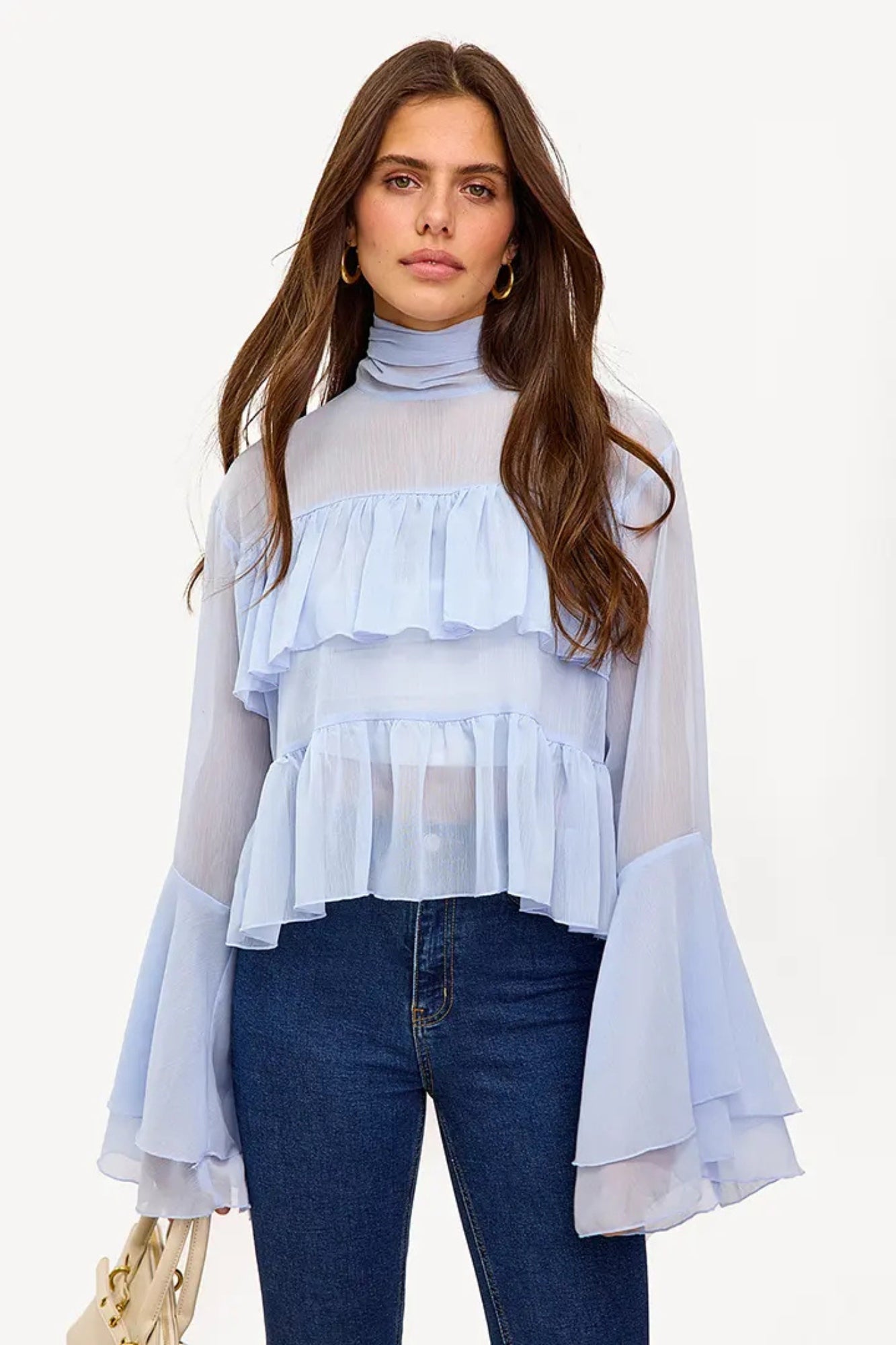 Blusa Plisada Cuello Alto