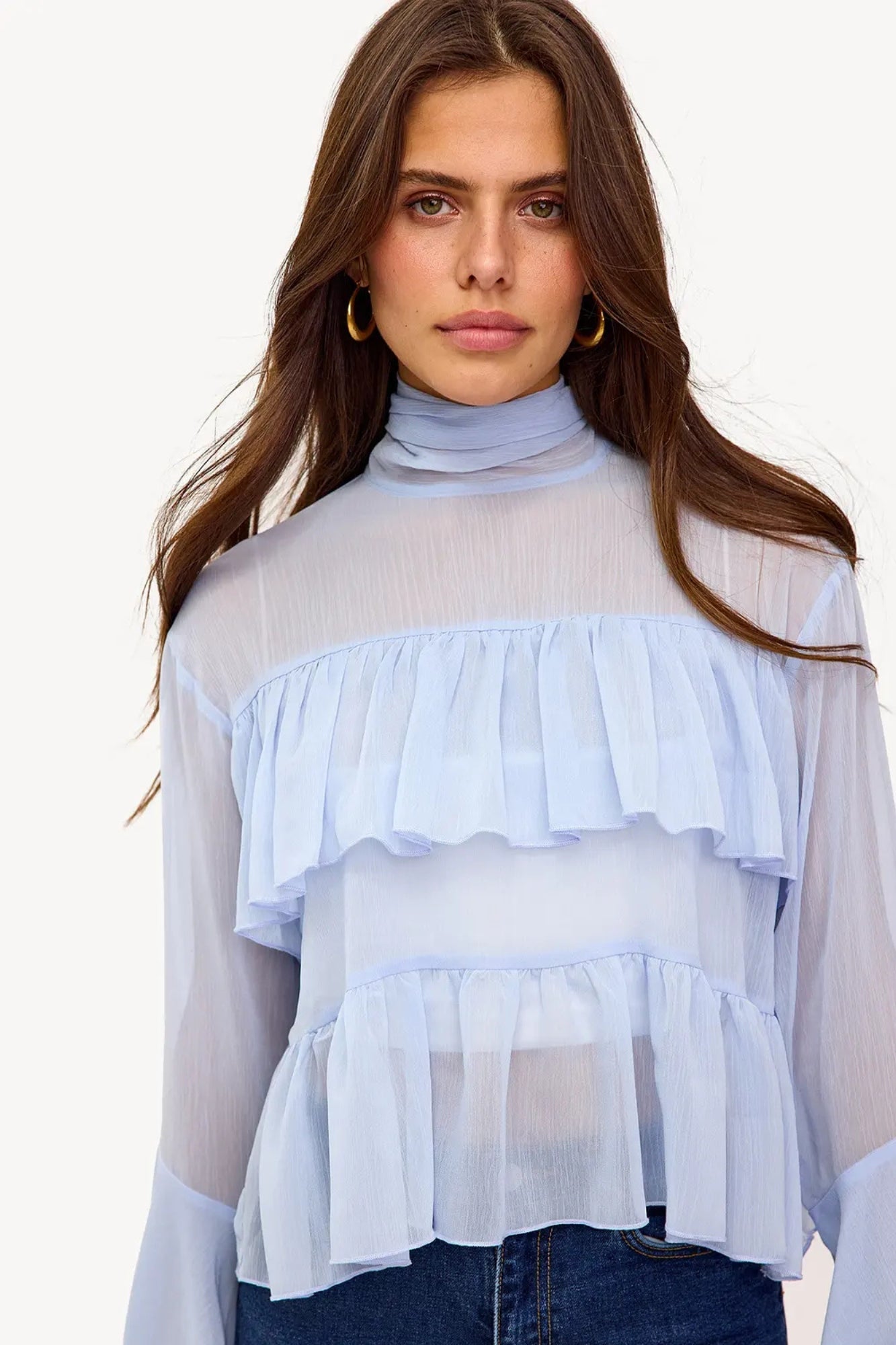 Blusa Plisada Cuello Alto