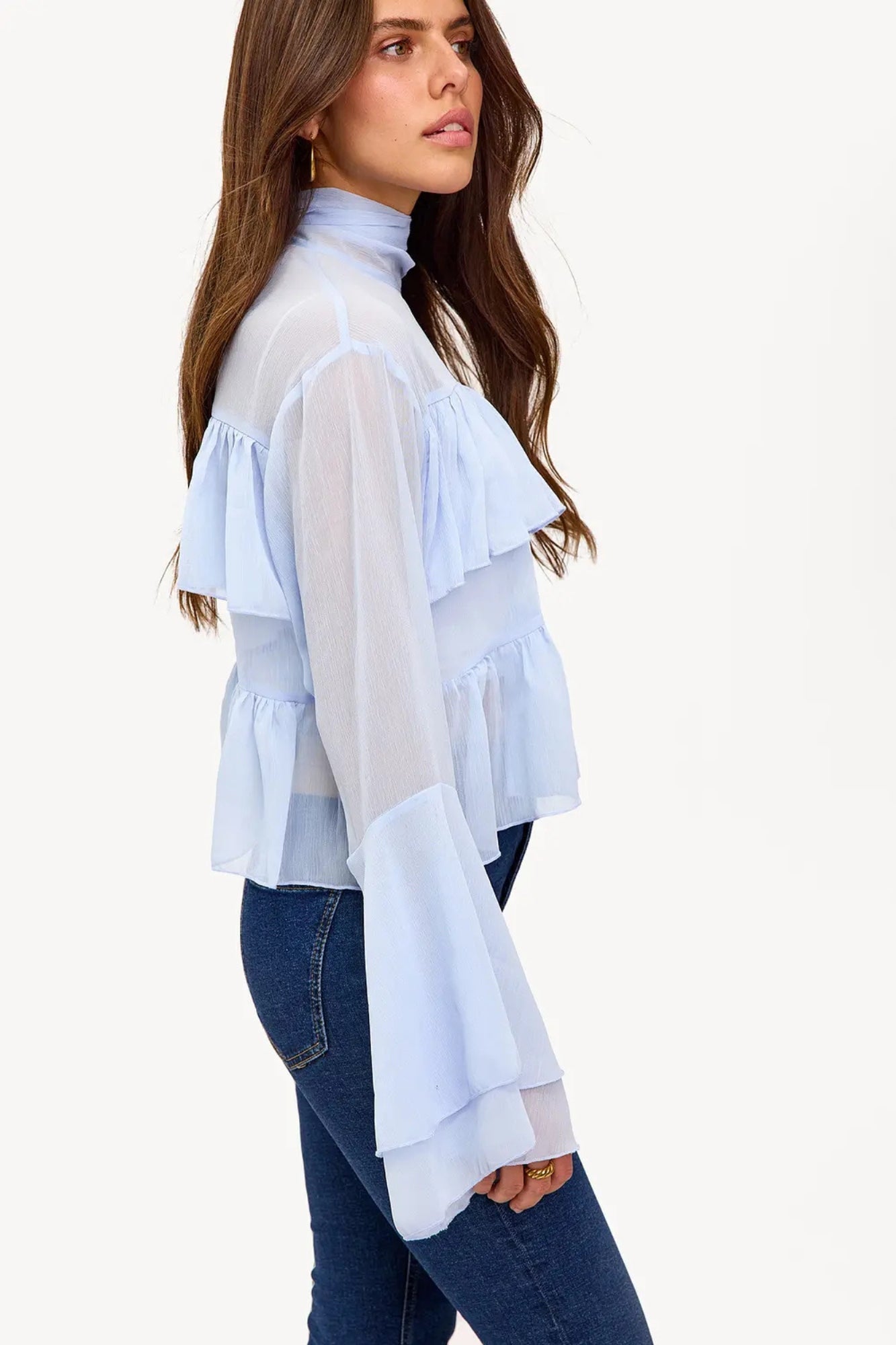 Blusa Plisada Cuello Alto