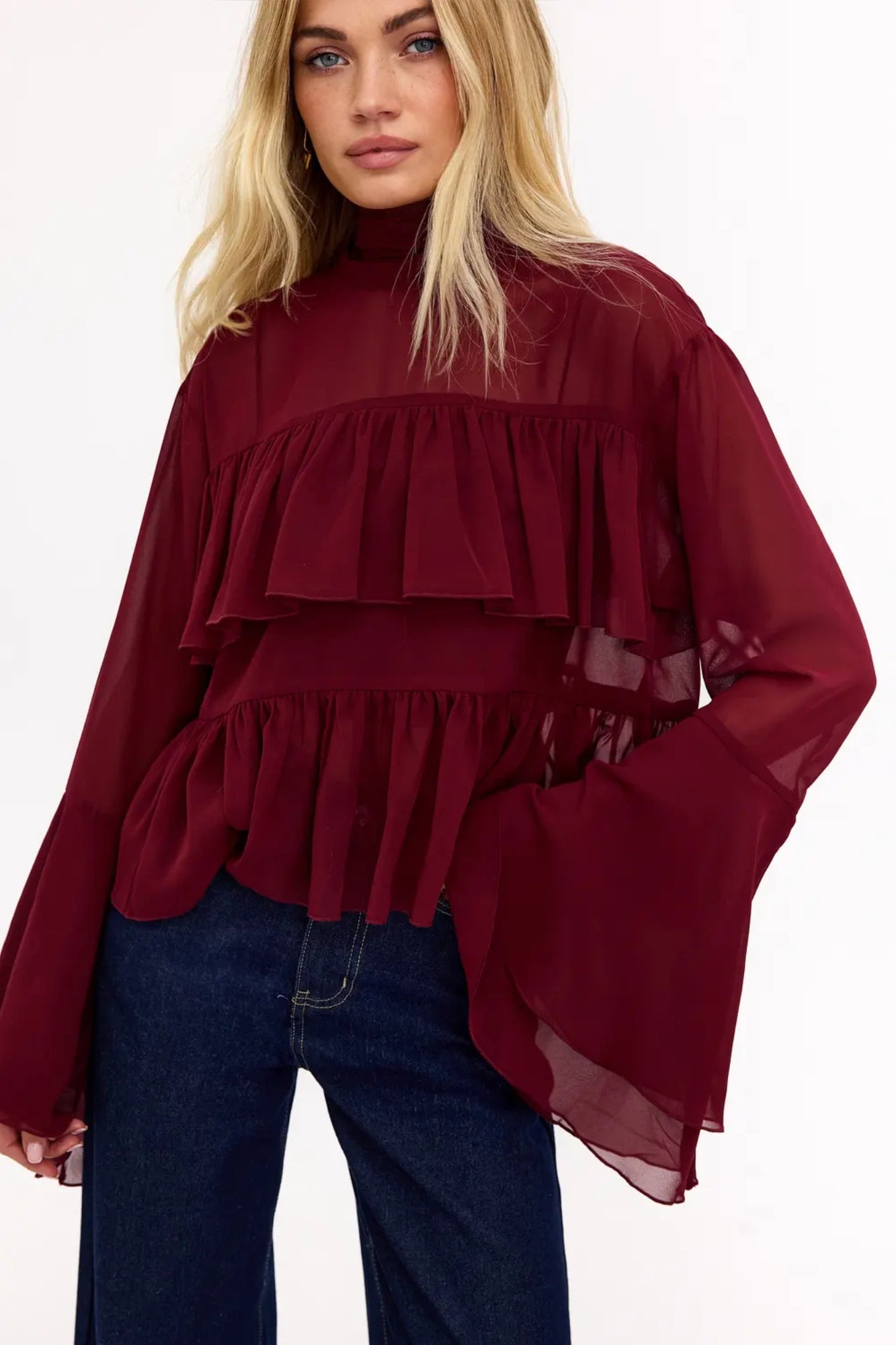 Blusa Plisada Cuello Alto