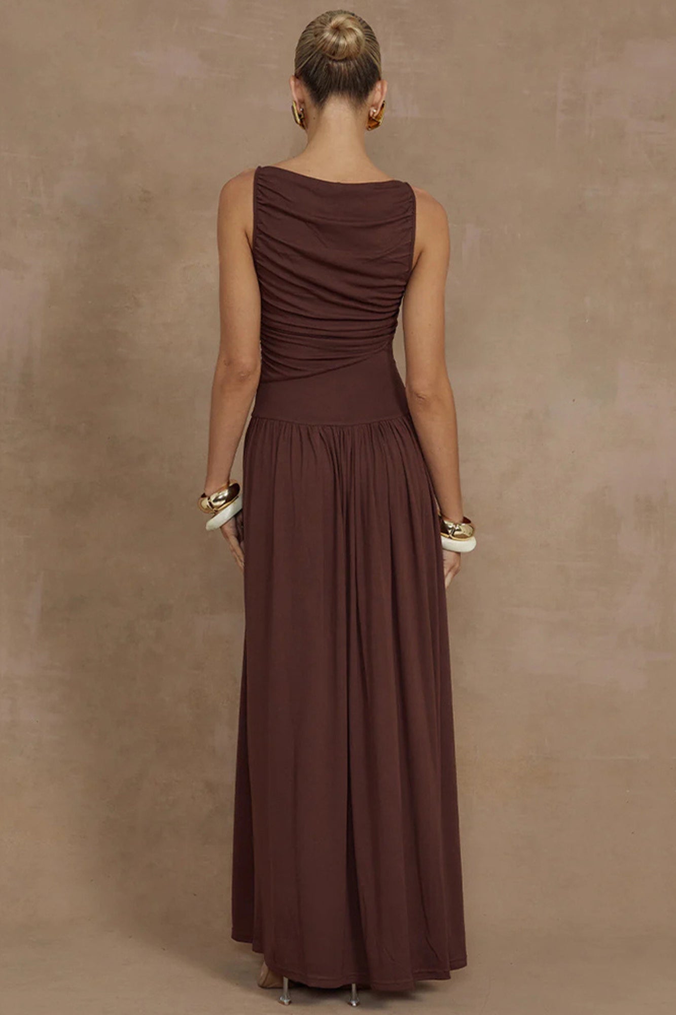 Vestido Largo Fruncido Elegante