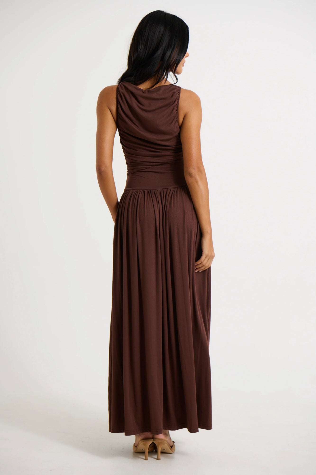 Vestido Largo Fruncido Elegante