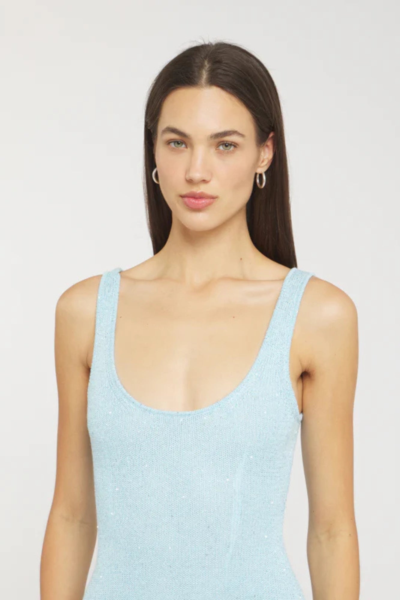 Vestido Largo con Lentejuelas Azul Bebé