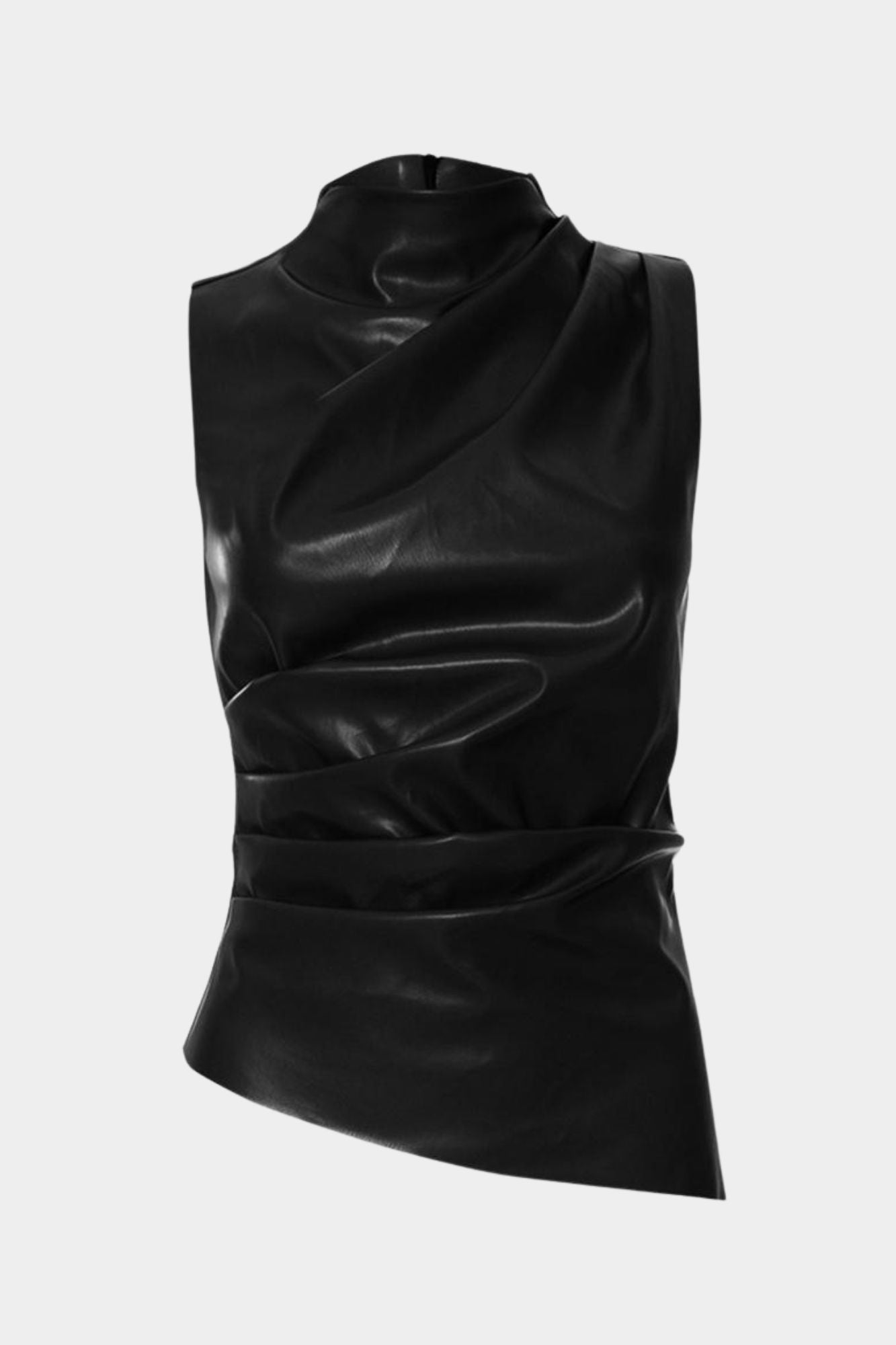 Blusa de Cuero Cuello Alto
