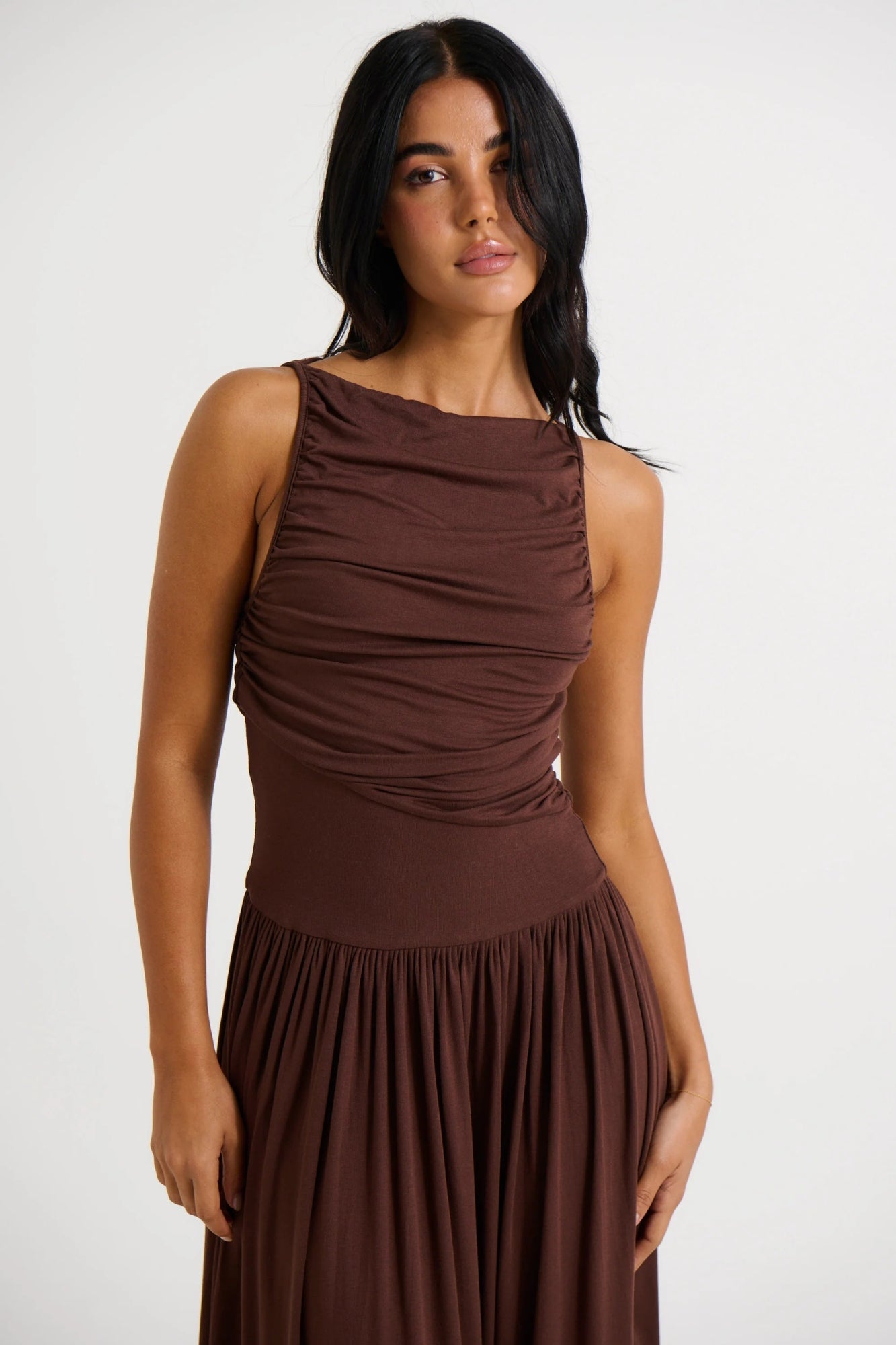 Vestido Largo Fruncido Elegante