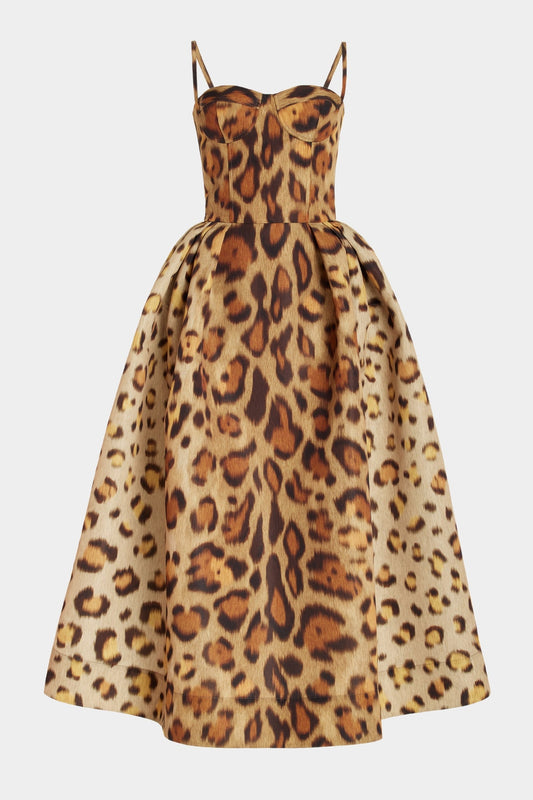 Vestido Midi Estampado Animal de Fiesta