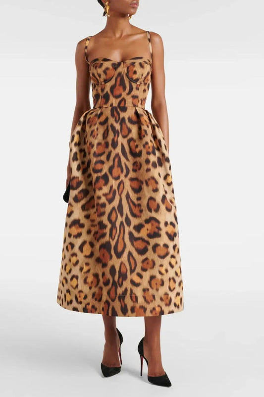 Vestido Midi Estampado Animal