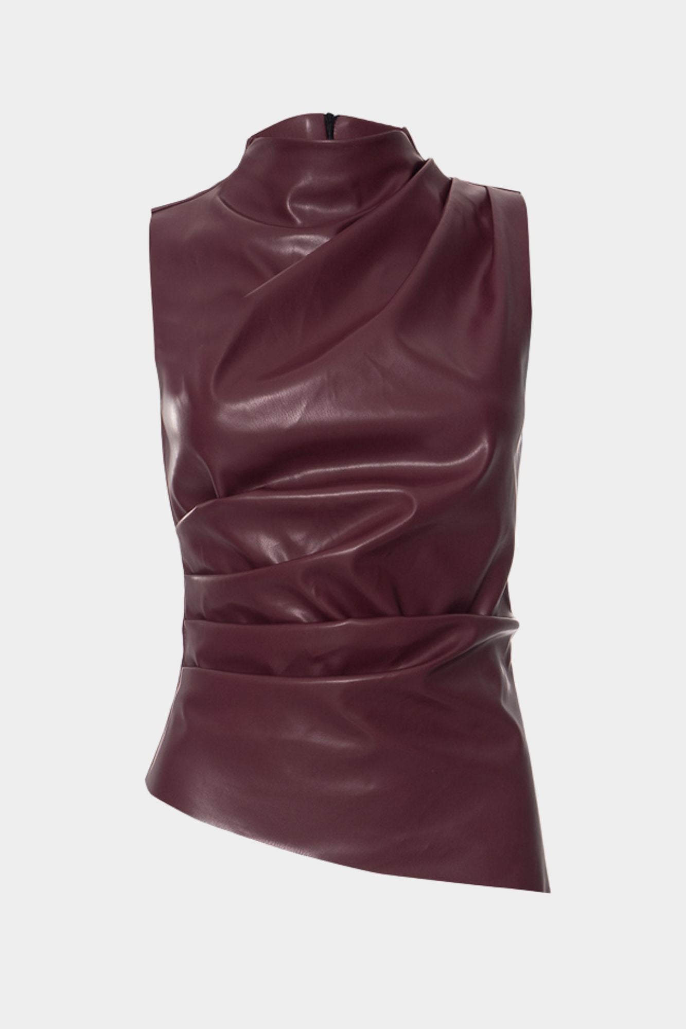 Blusa de Cuero Cuello Alto