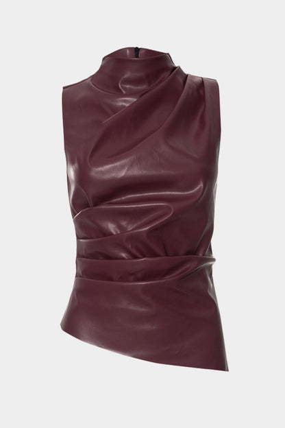 Blusa de Cuero Cuello Alto