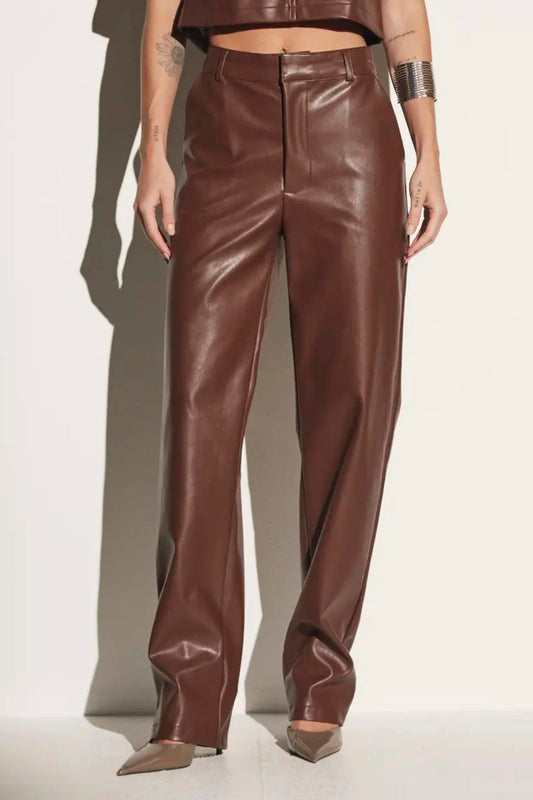 Pantalones de Cuero Cintura Alta