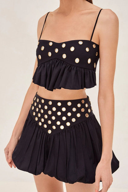 Conjunto Top y Falda Plisada de Fiesta