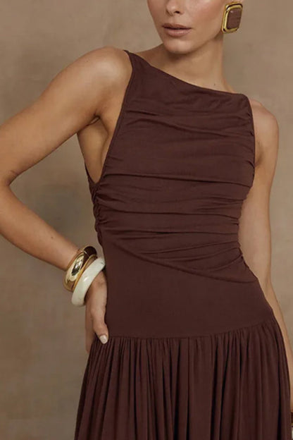 Vestido Largo Fruncido Elegante