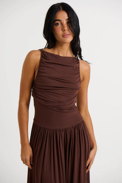 Vestido Largo Fruncido Elegante
