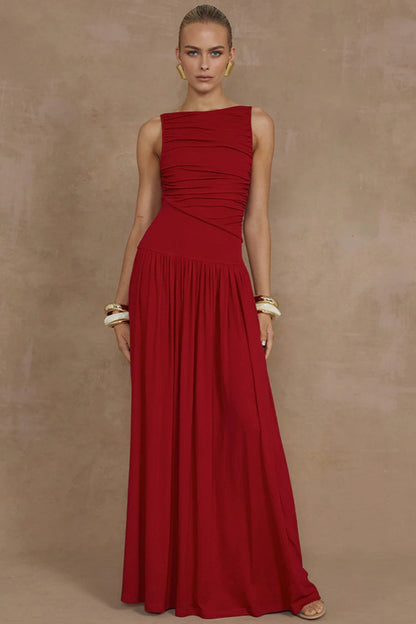 Vestido Largo Fruncido Elegante