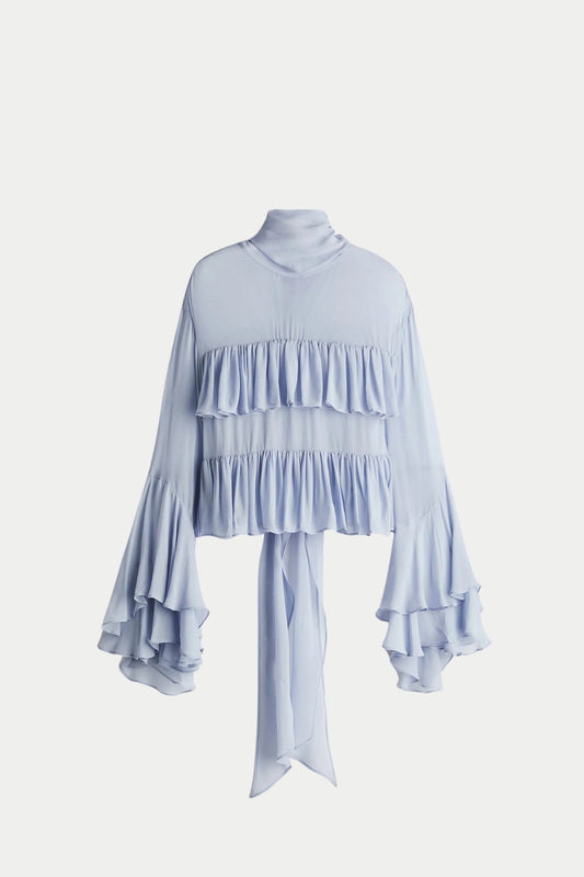 Blusa Plisada Cuello Alto
